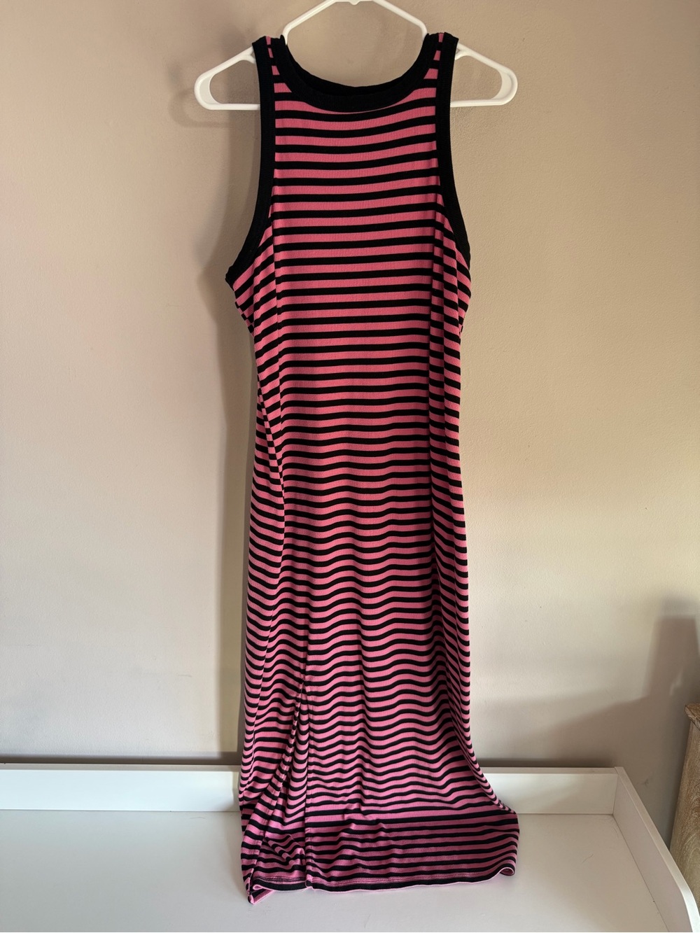 Torrid Ribbed Striped High Neck Column Maxi Dress Pink Black Size 1 / 1X